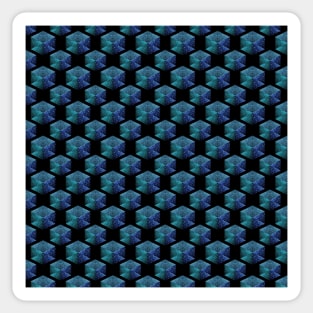 Aqua blue sparkles diamond geometric pattern on black Sticker